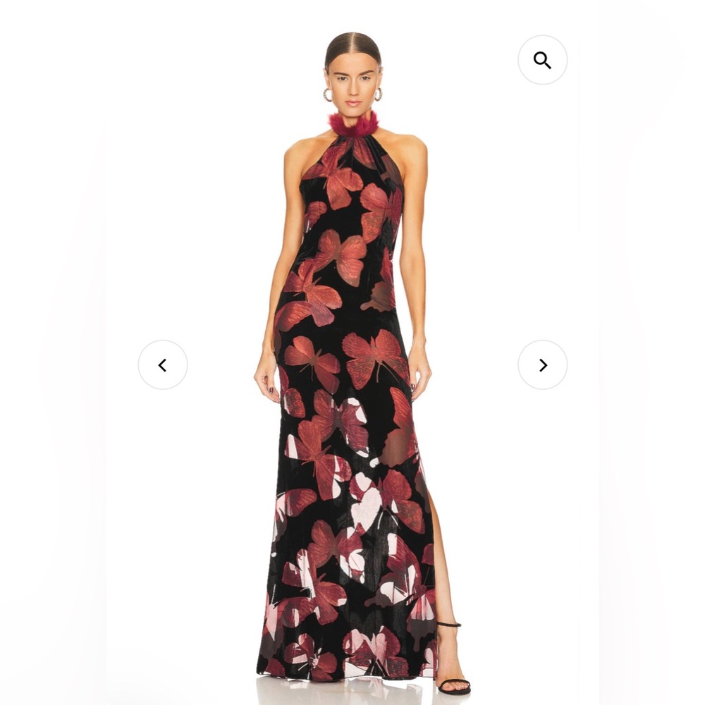 Kim Shui Fur Trim Butterfly Velvet Gown